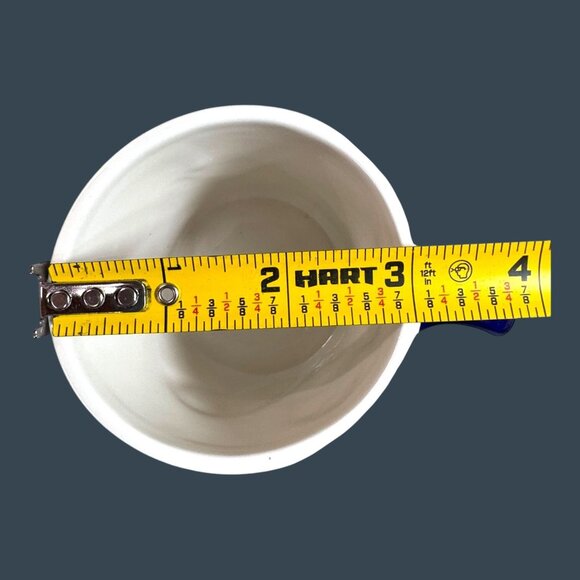 Vintage Handpainted Delft Blue 3D Tulip Floral Design Ceramic Coffee Mug Set 3 - Picture 6 of 11